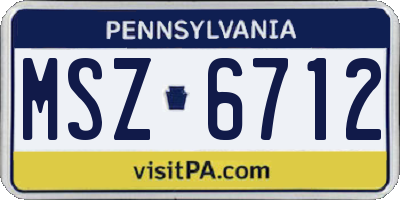 PA license plate MSZ6712