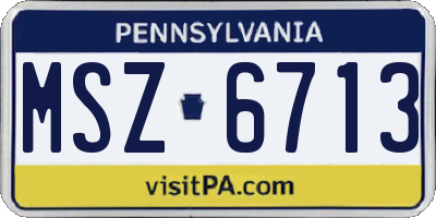 PA license plate MSZ6713