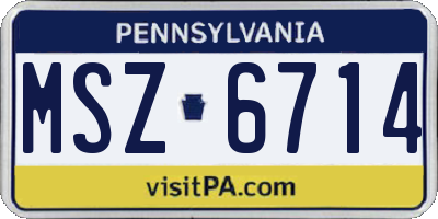 PA license plate MSZ6714