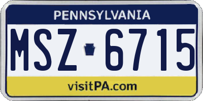 PA license plate MSZ6715