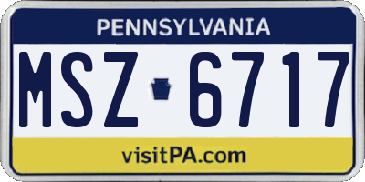 PA license plate MSZ6717