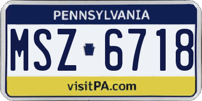 PA license plate MSZ6718