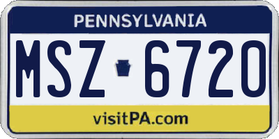 PA license plate MSZ6720