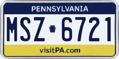 PA license plate MSZ6721