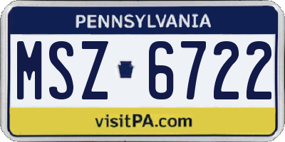 PA license plate MSZ6722