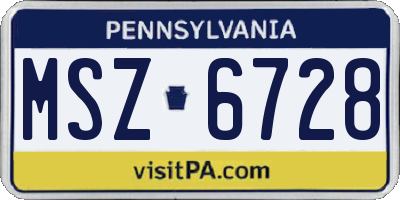 PA license plate MSZ6728