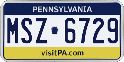 PA license plate MSZ6729