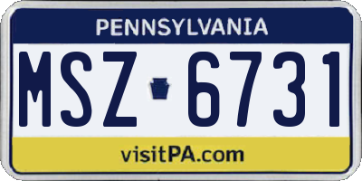 PA license plate MSZ6731