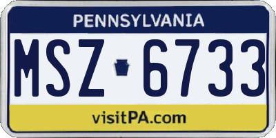 PA license plate MSZ6733
