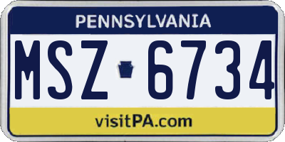 PA license plate MSZ6734