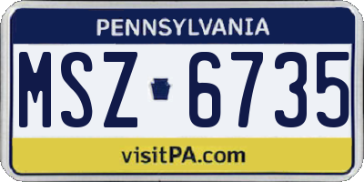 PA license plate MSZ6735