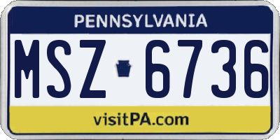 PA license plate MSZ6736