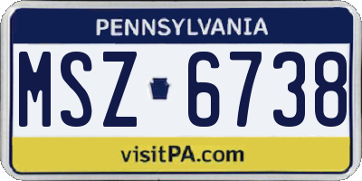 PA license plate MSZ6738
