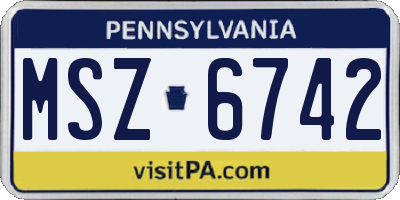 PA license plate MSZ6742