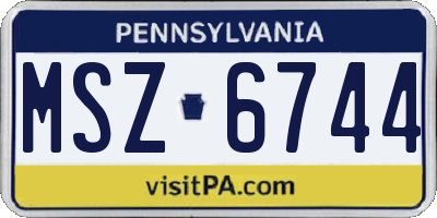 PA license plate MSZ6744