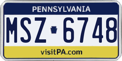 PA license plate MSZ6748