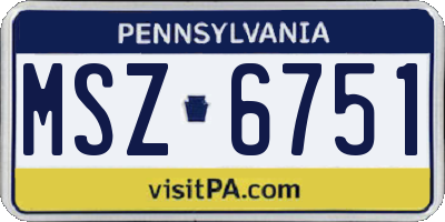 PA license plate MSZ6751