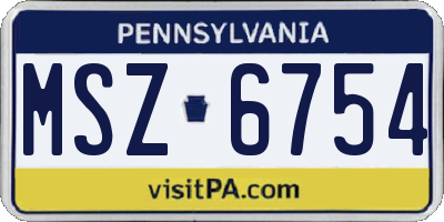 PA license plate MSZ6754