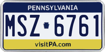 PA license plate MSZ6761
