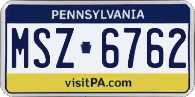 PA license plate MSZ6762