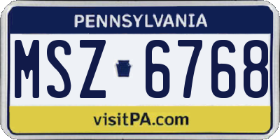PA license plate MSZ6768