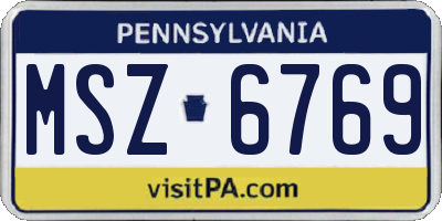 PA license plate MSZ6769