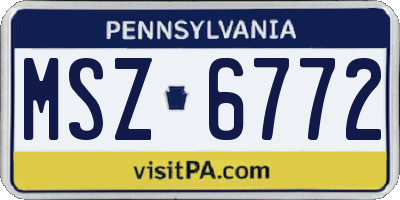 PA license plate MSZ6772