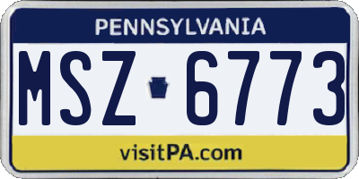PA license plate MSZ6773