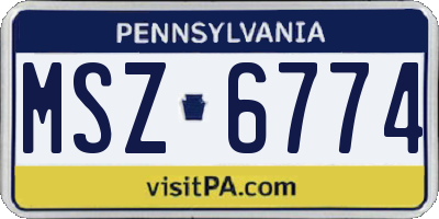 PA license plate MSZ6774