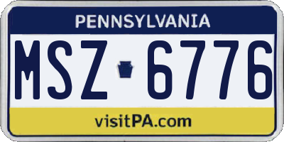 PA license plate MSZ6776