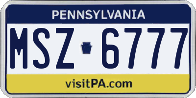 PA license plate MSZ6777