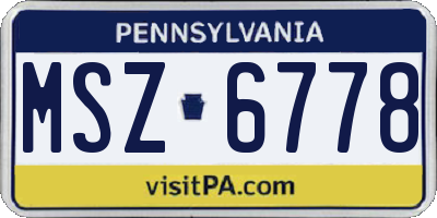 PA license plate MSZ6778