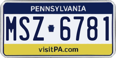PA license plate MSZ6781