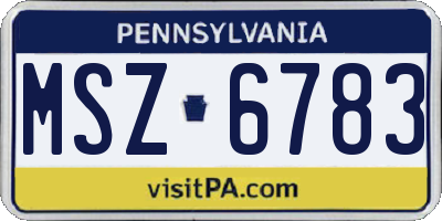 PA license plate MSZ6783