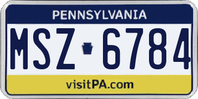 PA license plate MSZ6784