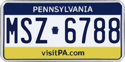 PA license plate MSZ6788
