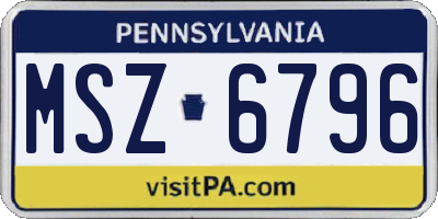 PA license plate MSZ6796