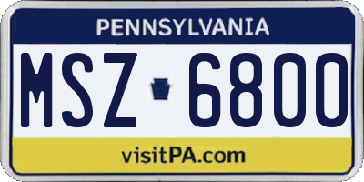 PA license plate MSZ6800