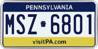 PA license plate MSZ6801