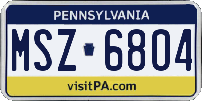 PA license plate MSZ6804