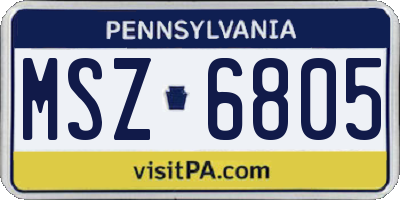 PA license plate MSZ6805