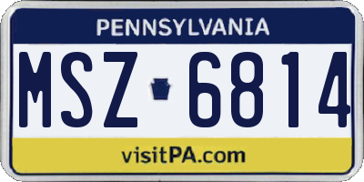 PA license plate MSZ6814