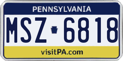 PA license plate MSZ6818