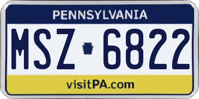 PA license plate MSZ6822