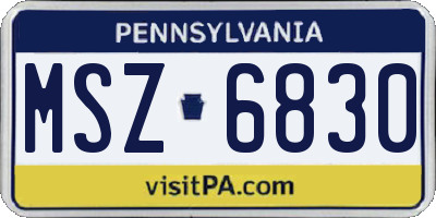 PA license plate MSZ6830
