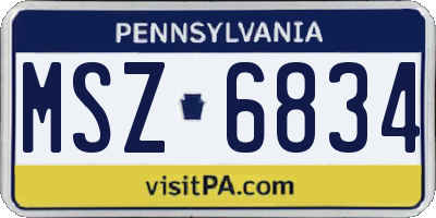 PA license plate MSZ6834
