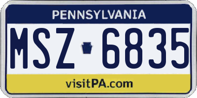 PA license plate MSZ6835