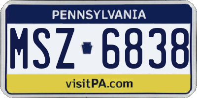 PA license plate MSZ6838