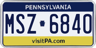 PA license plate MSZ6840