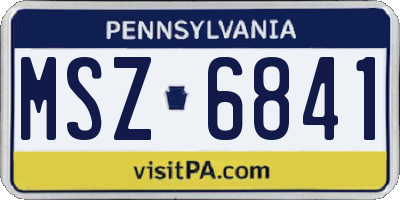 PA license plate MSZ6841